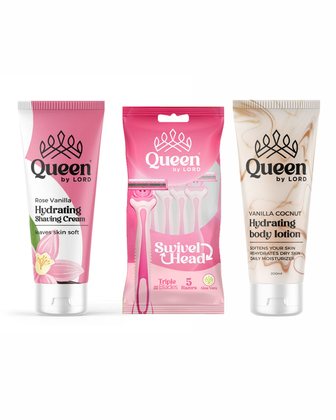 Queen Smooth Skin Set ( Shaving Cream + 5 Disposable Razors + Hydrating Body Lotion ) on ZYNAH