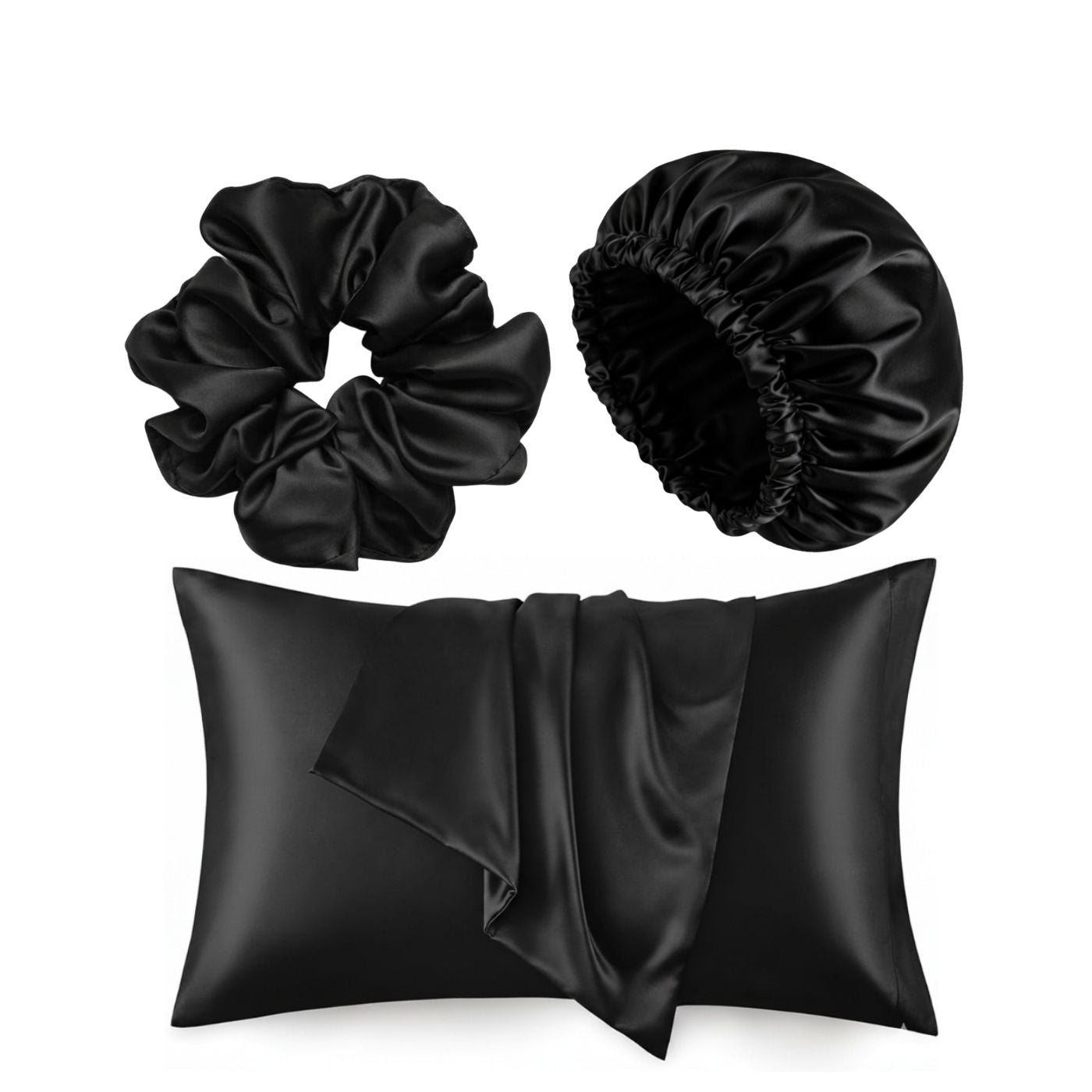 ZYNAH Emerald Satin Bonnet & Pillowcase Bundle & Satin Scrunchie on ZYNAH