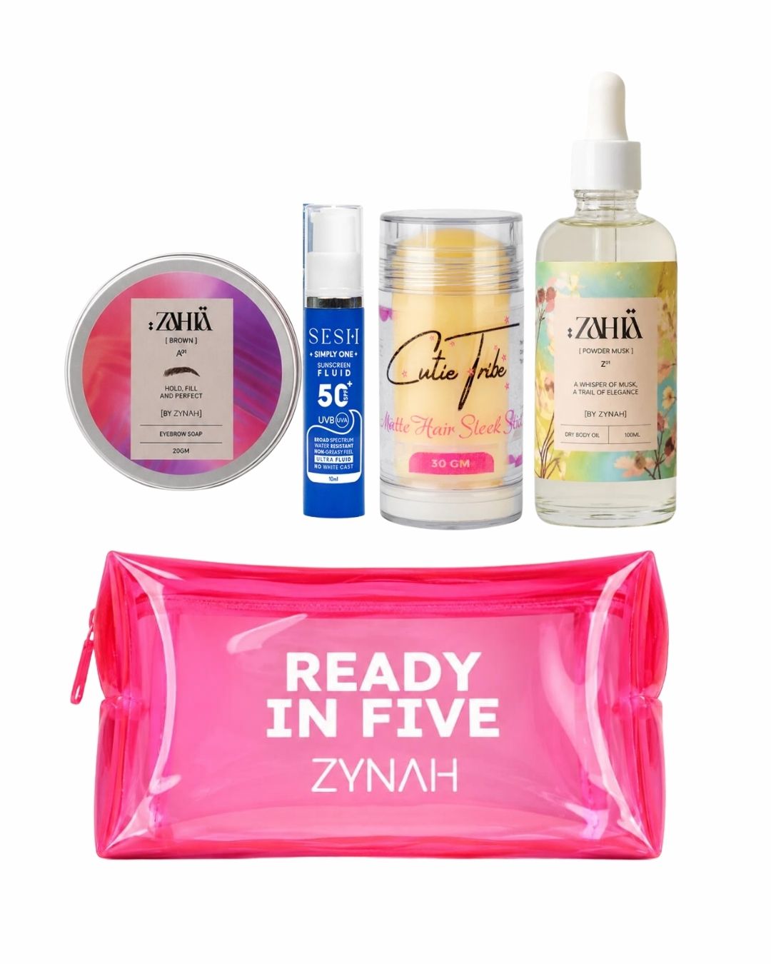Summer Favorites Kit (Dry Oil, Eyebrow Soap, Sleek Stick, Sunscreen) on ZYNAH