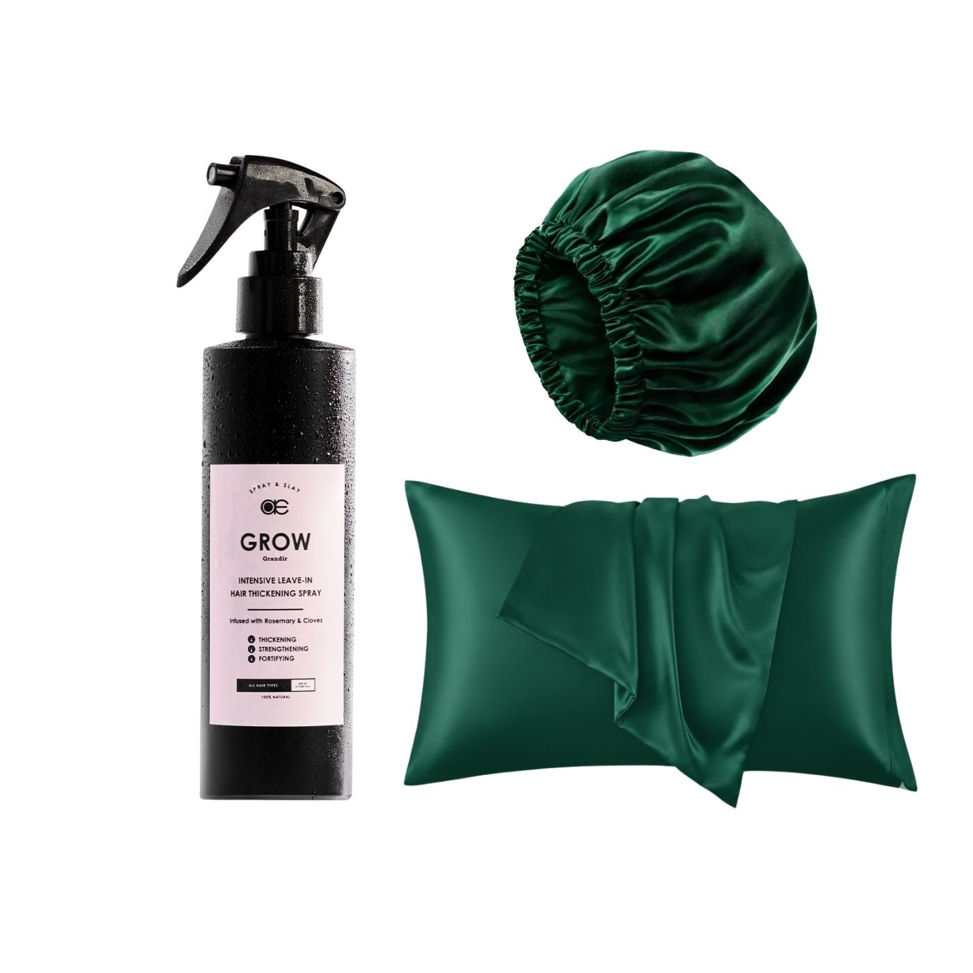 ZYNAH Satin Hair Bonnet & Pillowcase + Braes Thickening & Growth Spray on ZYNAH