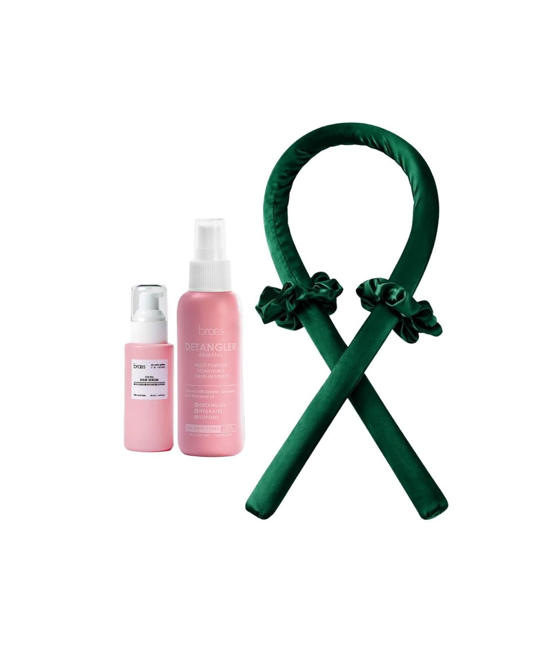 Zynah Heatless Hair Curling + Braes Detangling Leave-in Spray & Hair Serum on ZYNAH