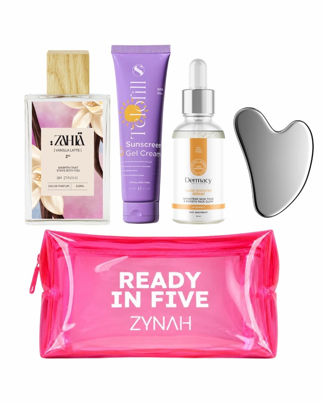 Summer Beauty Kit (Perfume, Vitamin C Serum, Gua Sha, Sunscreen) on ZYNAH