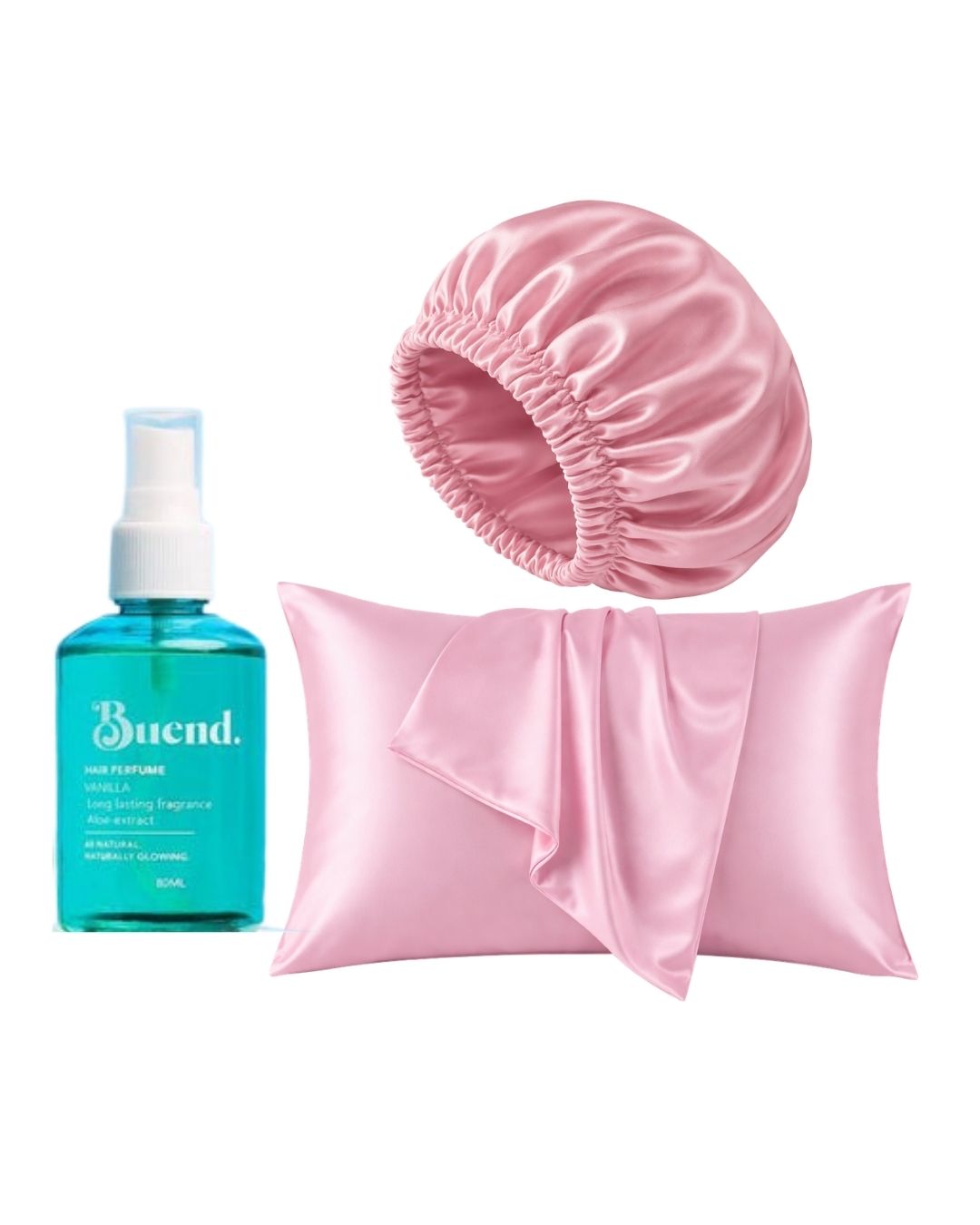 ZYNAH Rose Satin Hair Bonnet & Pillowcase + Buend Hair Perfume on ZYNAH