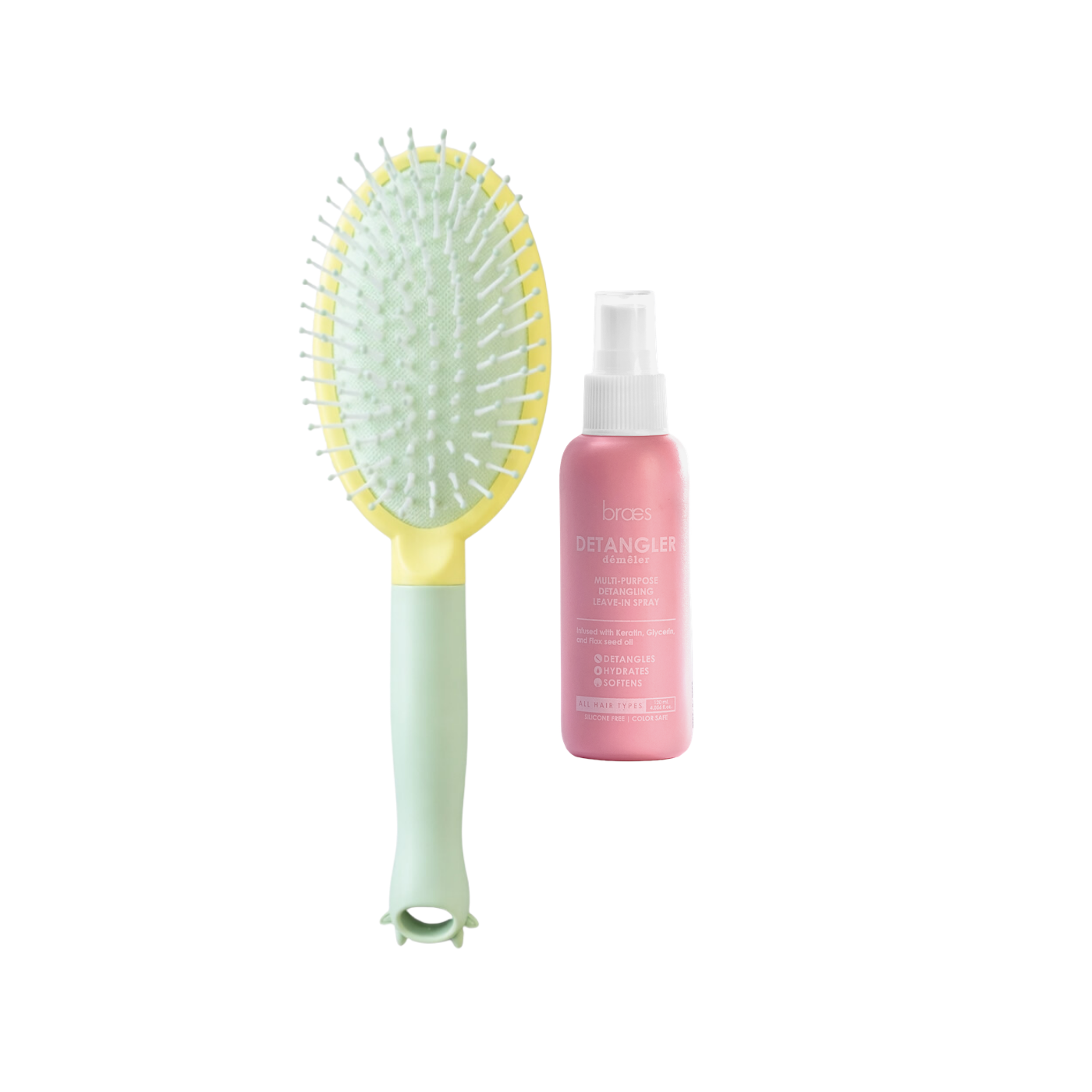 Zynah Hair Brush + Braes Detangling Leave-in Spray on ZYNAH