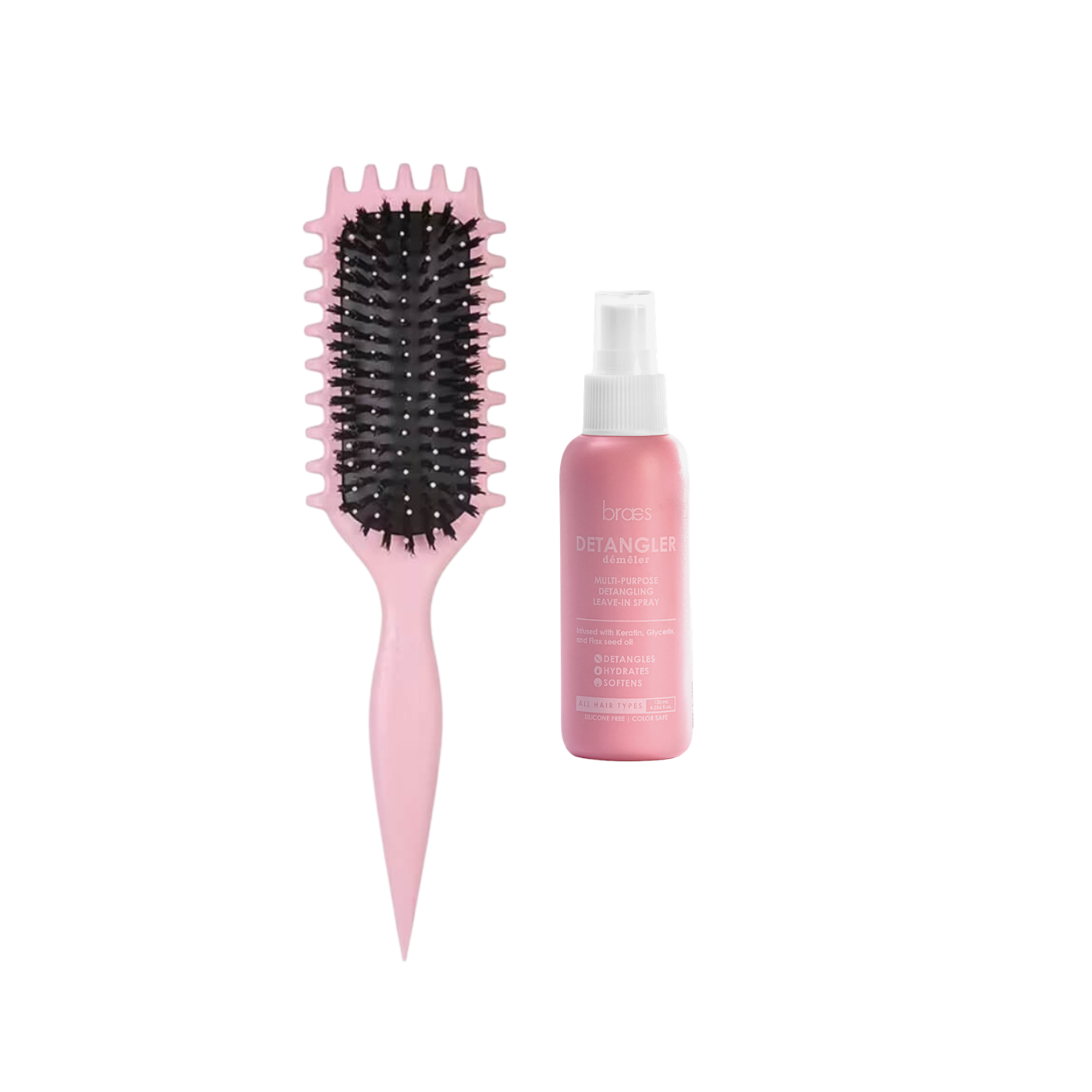 Zynah Curly Brush + Braes Detangling Leave-in Spray on ZYNAH