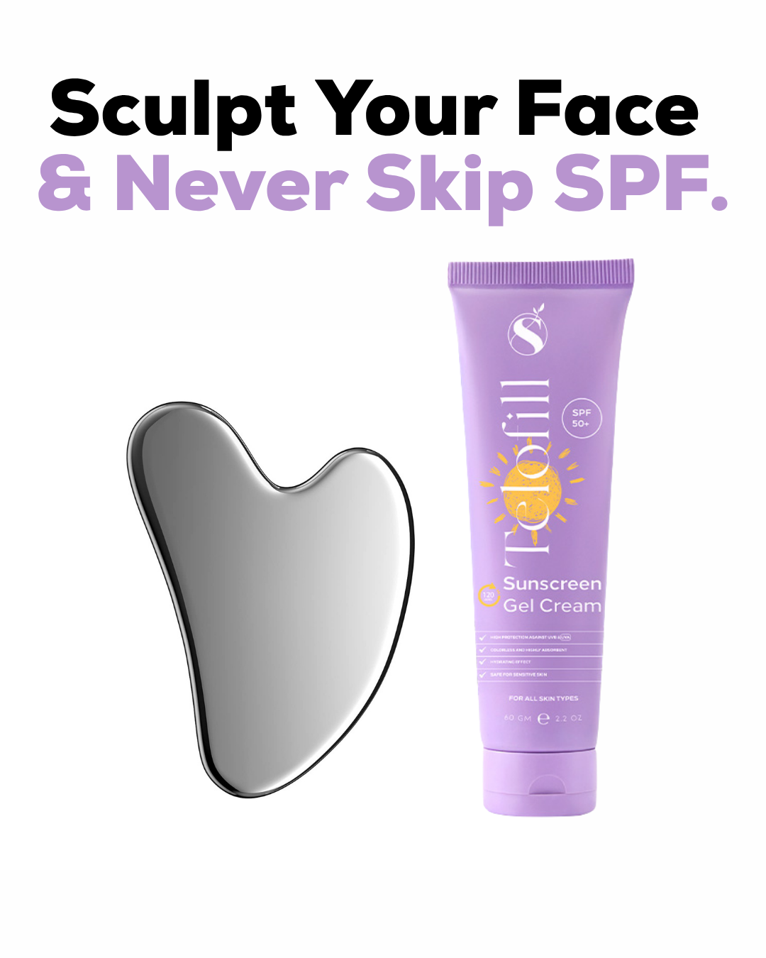 Sculpt & Shield Duo ( Gua Sha + Telofill Sunscreen Gel ) on ZYNAH