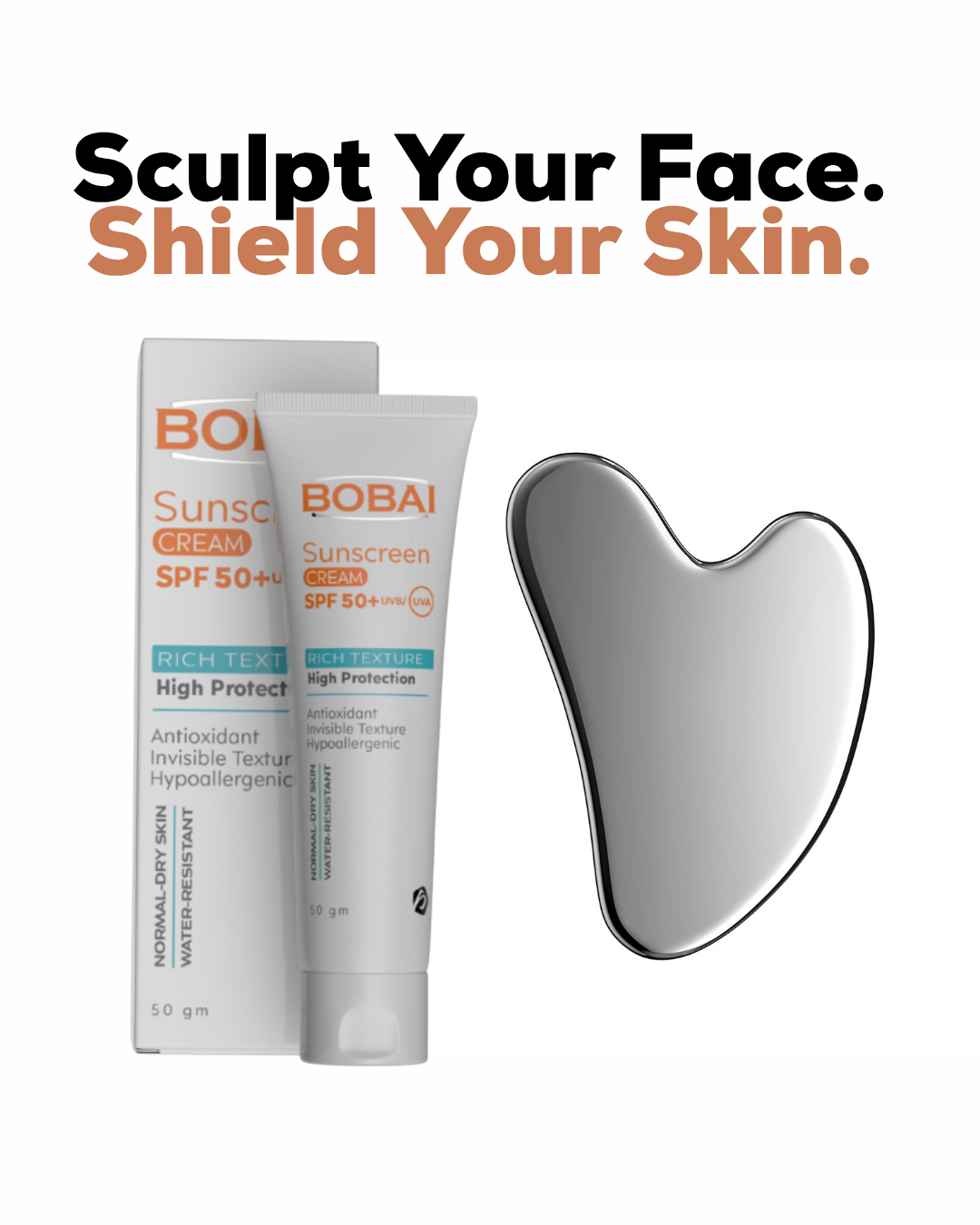 Sculpt. Shine. Protect ( Gua Sha + BOBAI Sunscreen Cream ) on ZYNAH