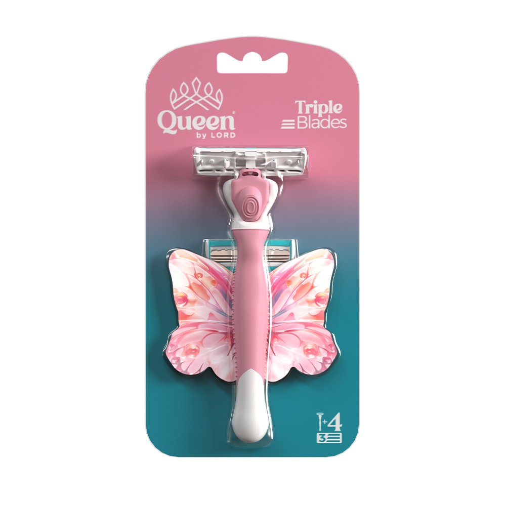Queen Shaving System Razor Handle + 5 Refills Triple Blade (For Women)