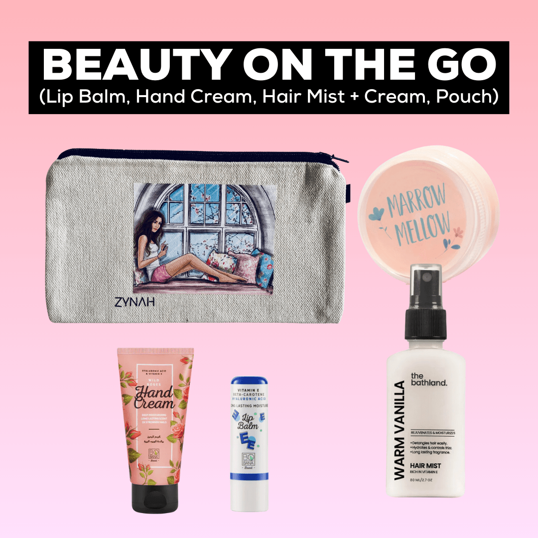 Beauty On the Go (Lip Balm, Hand Cream, Hair Mist + Cream, Pouch)